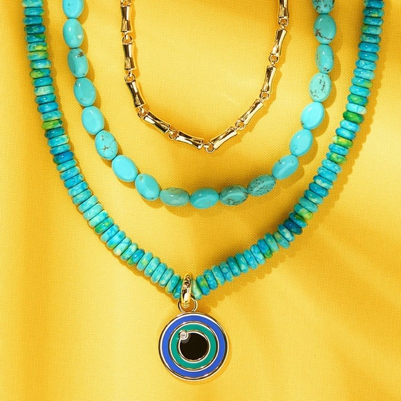 NWOT Allie + Bess Isla Necklace ✨ Turquoise Beaded Necklace with Gold Accents - Picture 9 of 9